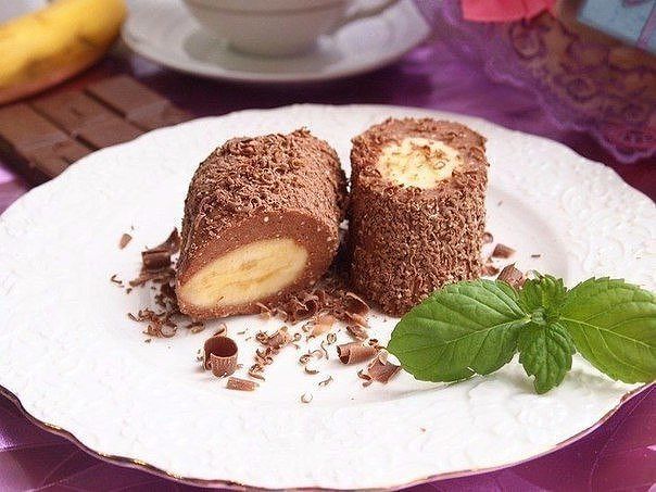 Творожно-Шоколадный десерт с бананом