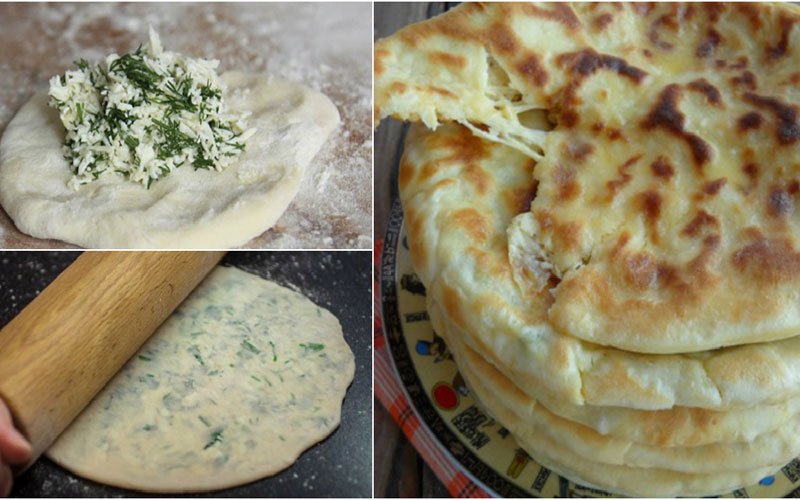 Кавказские хычины с сыром и зеленью