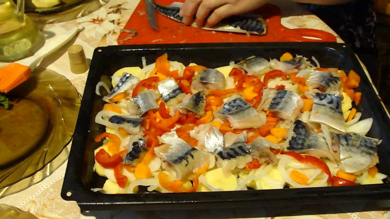 Шикарное блюдо — скумбрия запеченная с овощами