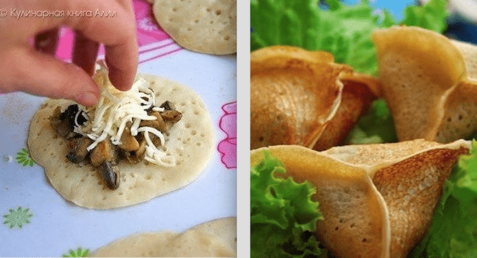 Самые вкусные в мире блинчики с начинкой: Блины с грибами и сыром