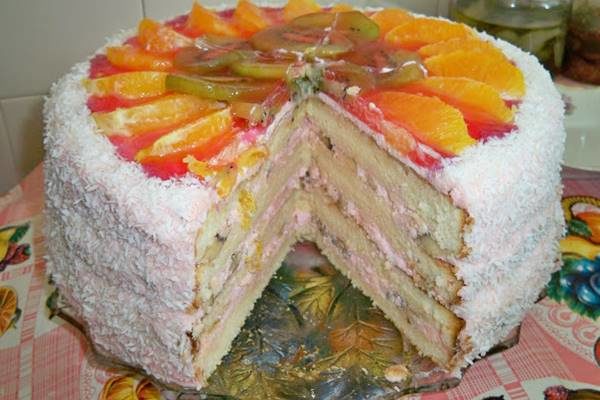 Фантастически вкусный "Бисквитный фруктовый тортик"! Просто вкусняшка!